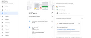 Sección de información google my business