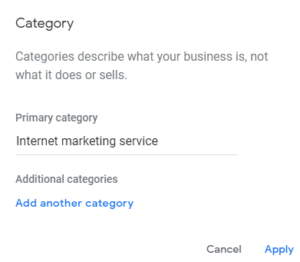 Categoría Google My Business